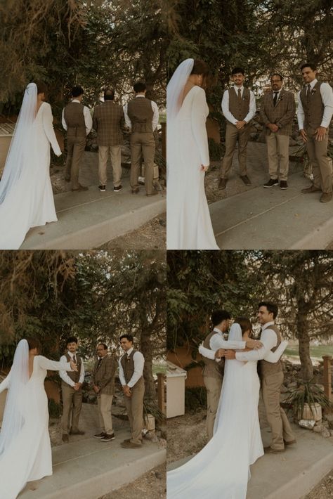 First Look Brothers, Fall 2023 Wedding, Bride First Look, Brother Of The Bride, Brother Pictures, Groom Wedding Photography, Family Wedding Photos, Bride Pictures, Photos Poses