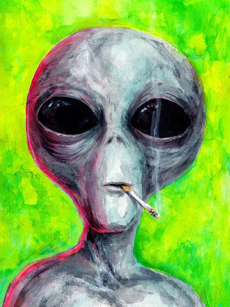 Conspiracies, Monsters and Mythology, An X-Files Art Show at Iam8bit Gallery in Los Angeles Alien Painting, Pintura Hippie, Trippy Drawings, Arte Alien, Trippy Painting, Wallpaper Tumblr, Alien Art, Arte Inspo, Art Inspiration Painting