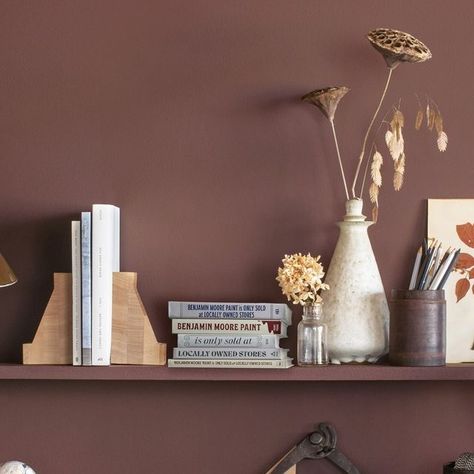 Benjamin Moore on Instagram: "Want to bring a little history into your home? The Benjamin Moore Historical Collection is comprised of time-honored colors inspired by American history and its rich architectural tradition, like Townsend Harbor Brown HC-64 🤎 #BenjaminMoore #Paint #ColorInspiration #PaintColors  . (WALL) Townsend Harbor Brown HC-64, AURA®, Matte (SHELF) Townsend Harbor Brown HC-64, ADVANCE®, Matte" Townsend Harbor Brown, Benjamin Moore Historical Collection, Benjamin Moore, American History, Color Inspiration, Paint Colors, Aura, Bring It On, Paint