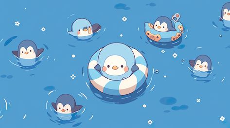 Penguin Laptop Wallpaper, Penguin Wallpaper Desktop, Penguin Background, Penguin Kawaii, Winter Wallpaper Desktop, Wallpaper Emo, Penguin Wallpaper, Facebook Background, Kawaii Penguin