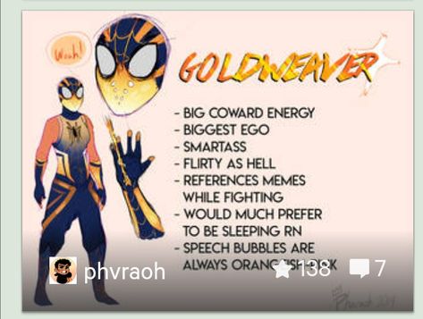 Gold-Weaver - Spidersona  °° Golden Silk Orb Weaver, Spider Character, Orb Spider, Orb Weaver Spider, Spidersona Art, Orb Weaver, Spiderman Funny, Character Commission, Big Ego