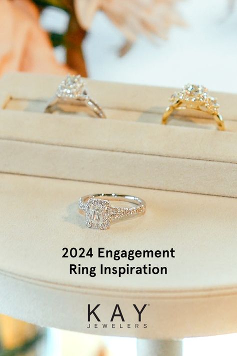 Engagement Rings trending for your 2024 proposal. Different Engagement Rings, Kays Engagement Ring, Kay Kay, Heart Engagement, Popular Engagement Rings, Gold Solitaire Engagement Ring, Our Engagement, Trending Engagement Rings, Ring Styles