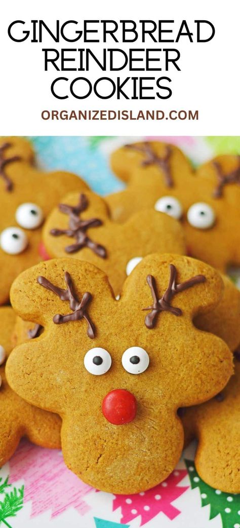 Reindeer Gingerbread Cookies, Christmas Cookie Exchange Recipes, Gingerbread Reindeer, Themed Recipes, Cookie Exchange Recipes, Reindeer Cookies, Holiday Cookie Exchange, Best Christmas Recipes, Christmas Cookie Exchange