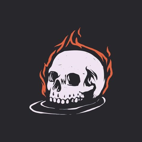 Burning Skull, Retro Vector Illustration, Skull Fire, Fire Drawing, Sweater Ideas, Tee Designs, Retro Vector, Skull Illustration, Skull Logo