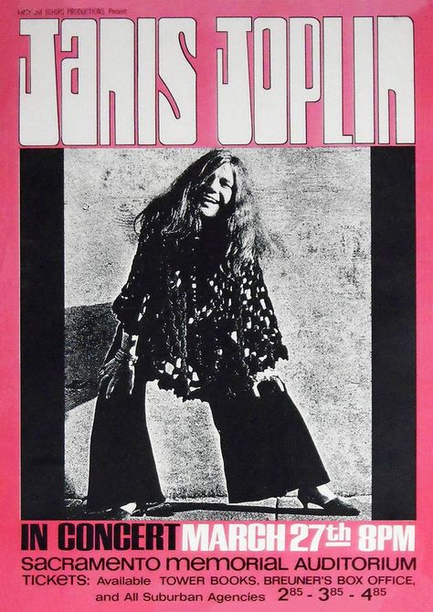 Janis Joplin 1969 Sacramento Janis Joplin Poster, Marketing Poster, Poster Ads, Concert Poster, Rock Concert, Rock Posters, Janis Joplin, Band Posters, Event Marketing