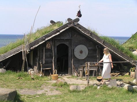 Viking Museum, Primitive Houses, Viking House, Grass Roof, Viking Village, Viking Life, Viking Culture, Viking History, Norse Vikings