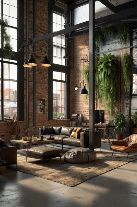 Loft Apartment Outside, Urban Loft Apartment Industrial, Loft Aesthetic Room, Exposed Brick Apartment Aesthetic, Bathroom Caulking, Industrial Loft Apartment, Industrial Minimalist Interior, Minimalist Home Decor Ideas, Loft Style Living