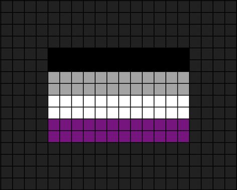 A pixel art template of the A-sexual flag from the Pride community (L.G.B.T.Q.I.A +). Pride Pixel Art, Asexual Flag, Hamma Beads Ideas, Lgbtqia Pride, Pixel Beads, Graph Crochet, Pixel Art Templates, Cube Pattern, Pony Bead Patterns