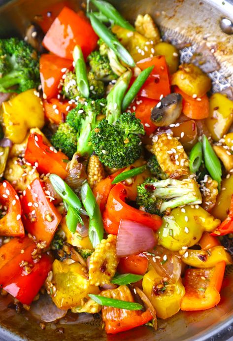 Healthy Vegetable Stir Fry - Fun FOOD Frolic Thai Vegetable Stir Fry, Stir Fry Veggies Recipe, Stirfry Vegetable Recipe, Stir Fry Vegetables Recipe, Healthy Stir Fry Recipes, Chinese Vegetable Stir Fry, Easy Vegetable Stir Fry, Veggie Stir Fry Recipes, Stir Fry Veggies