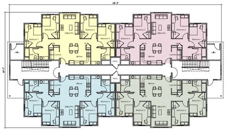 New Hall Floor Layout - UC Tangerine Dorm Floor Plan, Dorm Planning, Hall Flooring, Student Dorm, Sims Building, Student Living, Single Bedroom, Apartment Plans, Apartment Style