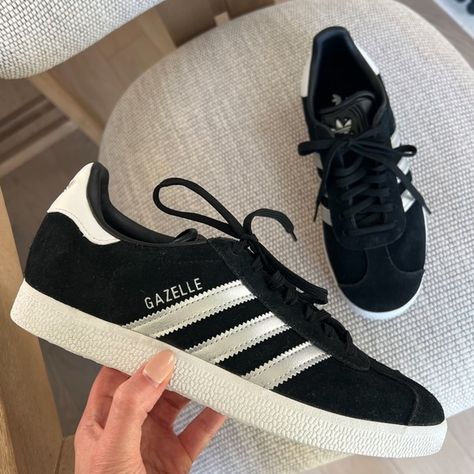 adidas | Shoes | Adidas Gazelle Sneakers In Black And Silver | Poshmark Adidas Gazelle Black, Color Core, Shoe Inspo, Shoes Adidas, Adidas Gazelle Sneaker, Cloud White, Adidas Gazelle, Adidas Black, Not Perfect