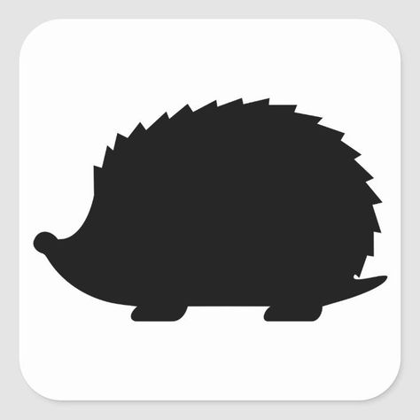 Hedgehog Silhouette Square Sticker | Zazzle.com Cute Animal Silhouette, Hedgehog Stencil, Animal Silhouette Printable, Hedgehog Silhouette, Paw Template, Cricut Animals, Animal Pictures For Kids, Hedgehog Drawing, Animal Templates