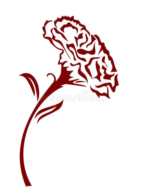 Carnation Drawing, Red Carnation Flower, Carnation Flower Tattoo, Black Dragon Tattoo, Flower Vector Art, Carnation Tattoo, Watercolor Tattoo Flower, Red Carnation, Flower Vector