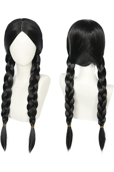 Elphaba Costume, Wednesday Hair, Wednesday Addams Costume, Character Hair, Black Hair Wigs, Hairstyle Hairstyle, Braid Wig, Fall Blonde, Costume Inspo