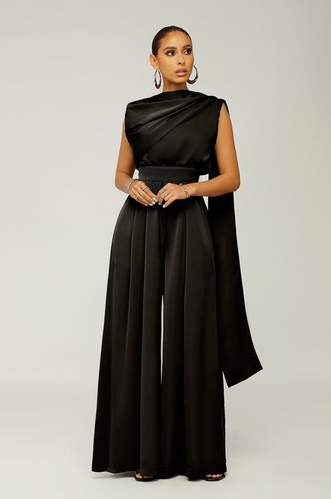 Elegant Pants Suits Wedding, Plus Size Black Tie Event Dresses, Wide Leg Jumpsuit Formal, Jumpsuit Elegant Formal, Bridesmaid Jumpsuit, Formal Jumpsuits, Black Tie Event Dresses, Bridesmaids Outfits, Black Tie Attire