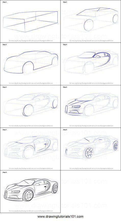 Bugatti Chiron Sketch, Bugatti Chiron Drawing, Bugatti Drawing, Car Drawing Pencil, Kereta Sport, Drawing Instructions, Perspective Drawing Lessons, Drawing Sheet, Cool Car Drawings