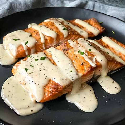 You searched for Salmon in cheese sauce - KetoAndEat Keto Salmon Recipes Low Carb, Cream Cheese Sauce For Salmon, Cheese Sauce For Salmon, Carnivore Diet Salmon Recipe, Carnivore Seafood Recipes, Carnivore Dishes, Crockpot Salmon, Carnivore Diet Recipes, Salmon With Cream Sauce