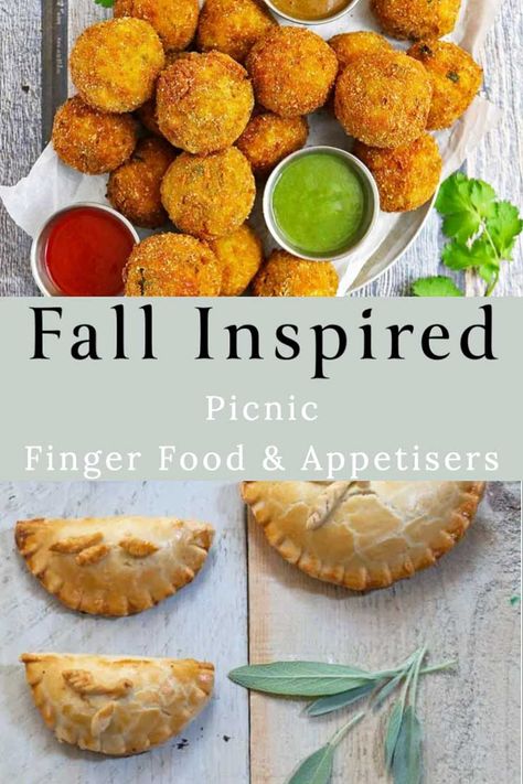 These fall finger food ideas for a picnic are easy to make and are perfect as fall inspired appetisers or even as part of a finger food feast.#fallfingerfood #fallpicnic #picnicappetiser #fallpicnicideas Fall Birthday Picnic Ideas, Fall Picnic Decorating Ideas, Autumn Finger Foods, Outdoor Fall Food Ideas, Fall Bbq Party Food, Fall Party Finger Food Ideas, Picnic Snacks Finger Foods, Fall Outdoor Dinner Party Food, Fall Picnic Recipes