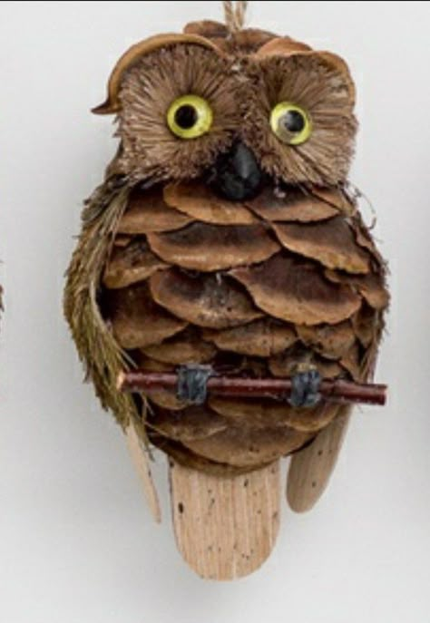 Pinecone Owls Diy, Pine Cone Animals Diy, Pine Cone Birds, Pinecone Owls Craft, How To Make An Owl, Natural Ornaments Diy, Owl Pinecone Craft, Owl Crafts For Adults, Pine Cone Animals