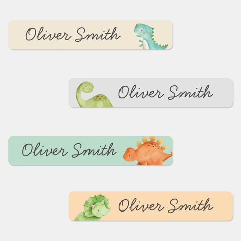 Get your little one's belongings organized with these adorable dinosaur-themed clothing labels for daycare or school! Personalize them with their name for a cute touch. Perfect for keeping track of jackets, bags, and more. #dinosaur #clothinglabels #daycare #school #personalized  Please note that the Pin URL is an affiliate link. School Stickers Labels, School Name Labels, Lollipop Party, Cute Dinosaurs, Personalized Clothing, Girl Dinosaur, School Labels, Kids Labels, Cadeau Photo