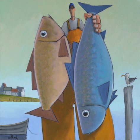 “Gill” by David Witbeck. Ltd. Edition Giclee on Stretched Canvas. Multiple Sizes Available at maine-art.com David Witbeck, Maine Art, Whale Art, Fish Art, Paintings & Prints, Whimsical Art, Art Plastique, Art Inspo, Oil On Canvas