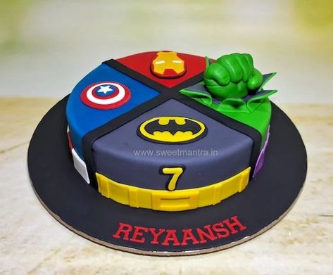 Avengers fondant cake for Superhero Reyaansh's 7th birthday. From 1st birthday cake to this one, we have made all his birthday cakes, each with a unique theme and design. Thank you to his mom @ankeeta_dak_jagtap for the trust and opportunities over the years❤️❤️ . . . #avengerscake #superherocake #inpune #cakeforboys #fondantcake #bestinpune 🚗 Delivery in Pune ☎️ Contact 7058714701 🎂 Customized Designer cakes [avengerscakeinpune, superherocakeinpune, cakeforboysinpune, kidsbirthda... Avengers Cake Design, Customised Cakes, Avengers Cake, Designer Cakes, Superhero Cake, Cake Online, 1st Birthday Cake, Fondant Cake, 7th Birthday