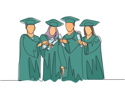 Graduation Letter, Single Line Drawing, Continuous Line Drawing, School Education, Single Line, Continuous Line, Male And Female, College Student, College Students