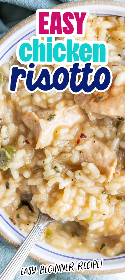 Easy Chicken Risotto Recipe Chicken Risotto Casserole, Chicken Risotto Crockpot, Risotto And Chicken Recipes, Easy Chicken Risotto, Chicken Risotto Recipes Easy, Rosoto Recipes Risotto Easy, Rissoto Chicken Recipes, Corn Risotto Recipes, Chicken And Risotto Recipes