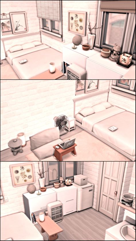 Sims 4 Art, Korean Apartment, Cc The Sims 4, San Myshuno, Apartment Studio, Sims 4 Build, Sims 4 Houses, White Stuff, Apartment Inspiration