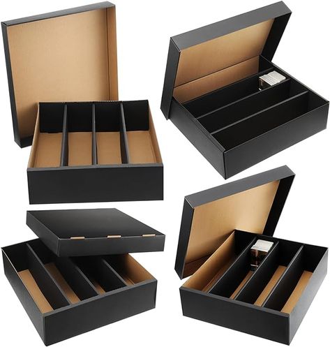 Amazon.com: PerKoop 4 Pack Trading Card Storage Box 3200 Count Box Cardboard Card Black Storage Card Organizer Box with Dividers for Top Loaders Soccer Baseball Trading Gaming Sports Cards Collecting : Toys & Games Trading Card Storage Boxes, Cardboard Organizer, Trading Card Storage, Kallax Shelf, Black Storage, Trading Card Box, Corrugated Paper, Card Organizer, Display Storage