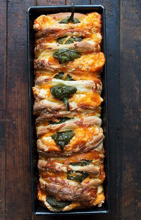 Jalapeno Cream Cheese Bread, Jalapeno Bread Recipes, Savory Cream Cheese Recipes, Roasted Jalapeños, Roasted Jalapenos, Jalapeño Bread, Filled Bread, Bread Pull Apart Recipes, Cheese Cheddar