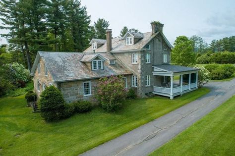 c.1838 Stone House on 4.74 Acres w/ Pool Close to Lake in Westport NY $300,000 - OLD HOUSE CALLING. #stonehouses #vintagehomes #historichomes #oldhouses Rock Houses, Stone Homes, Stone Exterior Houses, Historic Homes For Sale, Vintage Homes, Old Stone Houses, Flagstone Patio, Apple Trees, Historical Buildings