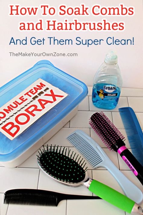 Cleaning Hair Brushes How To, Clean Hairbrush Diy, How To Deep Clean Hair Brushes, Clean Hairbrush Buildup, Clean Hair Brushes How To, How To Clean Hair Brushes, How To Clean Combs, Hairbrush Cleaning, Borax Cleaning