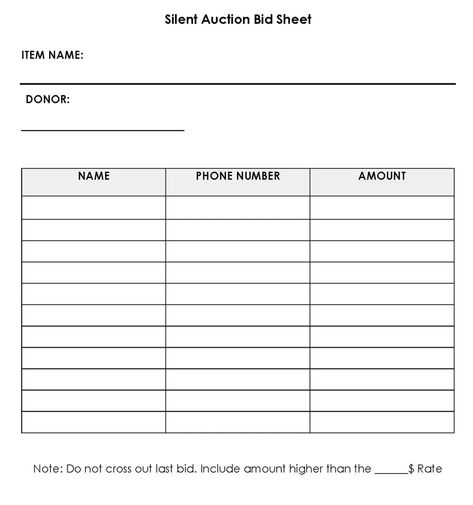 Free Bid Sheet Templates (Silent Auction) - Word, Excel, PDF Silent Auction Bid Sheets Printable Free, Silent Auction Bid Sheets, Charity Work Ideas, Raising Money, Charity Work, Silent Auction, Work Ideas, Family Reunion, How To Raise Money