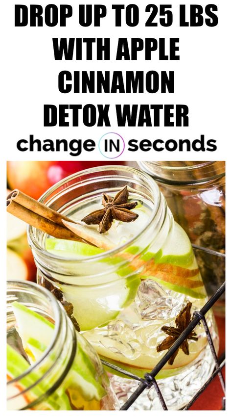 Drop Up To 25 Lbs With Apple Cinnamon Detox Water! This is one of best detox which is healthy that you can do! #detoxcleansediet, #detoxwatercleanse, #healthydrinks, #healthyeating, #detoxrecipes, #healthyrecipes, #detoxwaterrecipes, Detox Cleanse Diet, Detox Kur, Lemon Diet, Detox Water Recipes, Fat Foods, Best Detox, Diet Vegetarian, Water Recipes, Detox Water