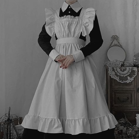 Victorian Era Maid Outfit, Maid Aesthetic Victorian, Victorian Maid Character Design, Victorian Maid Anime, Princess Style White Victorian Dress With Ruffles, Victorian Maid, 1800's Dress, Maid Outfit, Dress Aesthetic