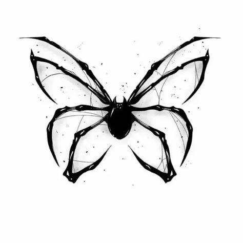 Spider Tattoo Colorful, Spider V Line Tattoo, Goth Tattoo Sleeve Ideas, Collar Bone Tattoo Thorns, Cool Spooky Tattoos, Black Widow Neck Tattoo, Symbiote Spiderman Tattoo, Tattoo Ideas To Fill In Space, Spooky Ear Tattoo