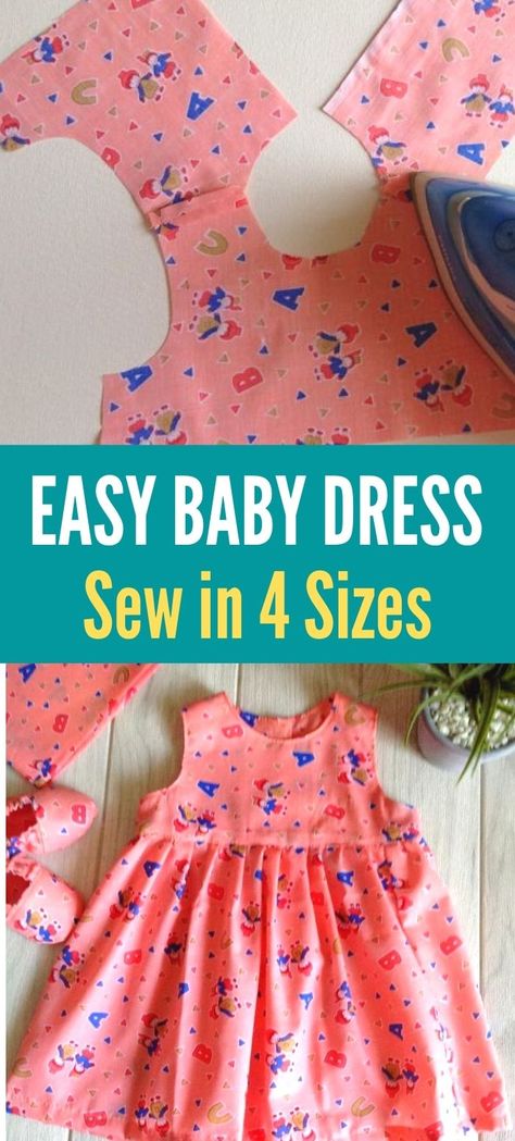 Use this free sewing pattern to sew classic style dresses for your baby or toddler. This DIY tutorial comes with free templates for four sizes to make sewing easy for any beginner seamstress. This easy sewing project will help you whip up baby dresses that can be customized according to your preference. Girl Dress Sewing Pattern, Baby Dress Diy, Easy Girl, Toddler Dress Patterns, Baby Clothes Patterns Sewing, Baby Dress Pattern, Sewing Baby Clothes, Girls Dress Sewing Patterns, Baby Dress Patterns