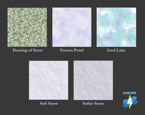 Mod The Sims - Snow & Ice Terrain Paint Sims 4 Snow Cc, Sims 4 Controls, Sims Finds, Snow Texture, Ice Lake, Game Textures, Sims 4 Studio, Sims 4 Bedroom, Snow Ice