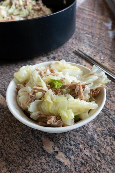 Kalua Pork and Cabbage - Onolicious Hawaiʻi Kalua Pig And Cabbage Instant Pot, Kahlua Pork And Cabbage, Kalua Pig And Cabbage, Lau Lau Recipe, Chicken Long Rice, Yummy Pork Recipes, Pork And Cabbage, Kalua Pork, Braised Cabbage