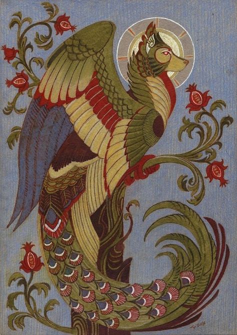 Simurgh in persian mythology and literature is a benevolent, mythical bird. It is sometimes equated with other mythological birds such as the phoenix and the humā. The figure can be found in all periods of Iranian art and literature and is also evident in the iconography of Georgia, medieval Armenia, the Eastern Roman Empire, and other regions that were within the realm of Persian cultural influence. The simurgh is depicted as a winged creature in the shape of a bird, gigantic enough to carry... Mythical Birds, Mythology Art, Mythological Creatures, Medieval Art, Creature Design, Creature Art, Fantasy Creatures, Animal Art, Art Inspo