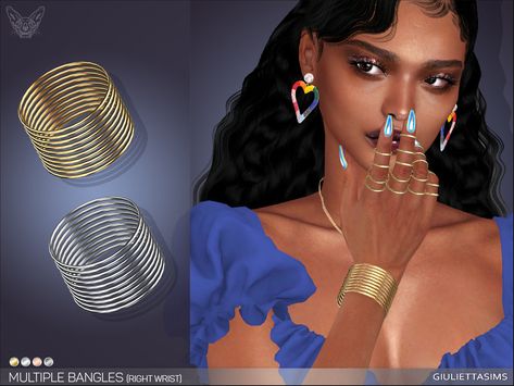 Sims 4 — Multiple Bangles Right Wrist by feyona — Multiple Bangles Right Wrist come in 4 colors of metal: yellow gold, Sims 4 Studio, Septum Nose Rings, Dragon Earrings, Daisy Studs, Kids Create, Puffed Heart, Kids Earrings, Bow Earrings, Sims Mods