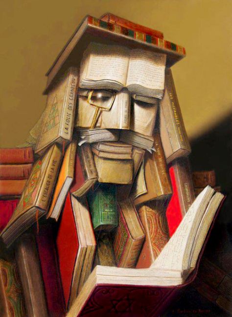 Barros, André Martins De (b,1942)- Man Made of Books, IV Guiseppe Arcimboldo, Book Sculptures, Giuseppe Arcimboldo, Funny Face Photo, Reading Art, Book Sculpture, Beautiful Books, Illusion Art, Land Art