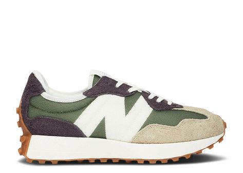 Wmns 327 'Oak Leaf Green' - New Balance - WS327COB - oak leaf green/mystic purple | Flight Club Green New Balance, African Traditional Wear, Painted Nikes, Flight Club, New Balance 327, Adidas Shoes Women, Green Sneakers, Womens Summer Shoes, Leaf Green