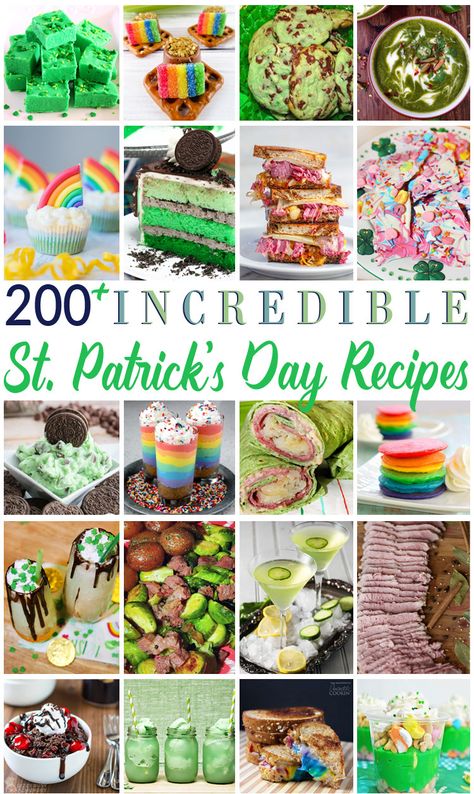 ALL the St Patrick's Day inspired recipes you will ever need! Over 200 fun and festive dishes are listed in this roundup including breakfast, drinks, snacks, dinners, and dessert. Holiday Party Menu, St Patrick's Day Food, St Patrick's Day Recipes, St Patricks Day Food, Breakfast Party, Green Food, Festive Treats, Party Menu, Irish Recipes