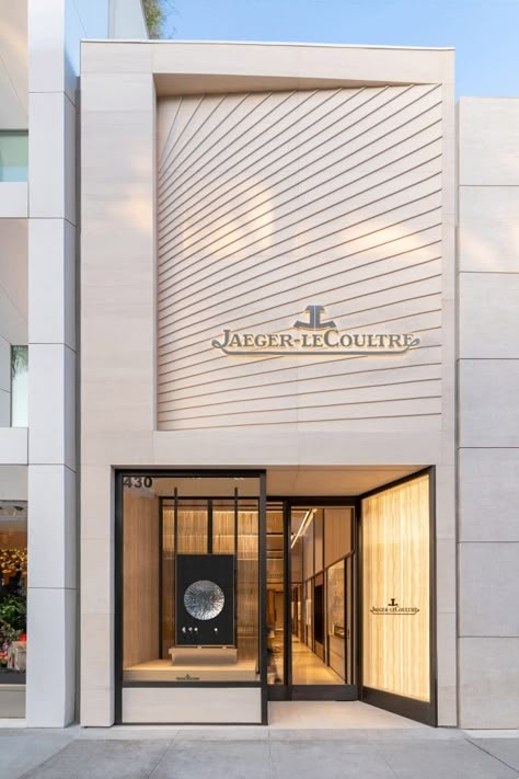 Jaeger Lecoultre opens an innovative new boutique in Beverly Hills - Luxus Plus Commercial Exterior Design, Shop Elevation, Commercial Exterior, Morden House, Burger Shop, Home Designs Exterior, Retail Facade, Commercial Design Exterior, Hospitality Interior Design