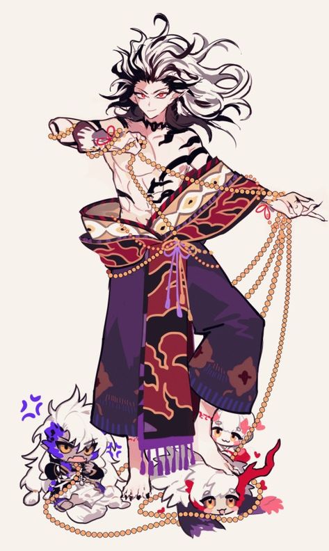 Yokai Character Design, Yokai Oc, Male Demon Oc, Monk Character Design, Anime Yokai, Shuten Doji, Character Design Anime, Art Character Design, 영감을 주는 캐릭터