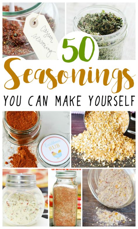 50 Homemade Seasonings and Spice Rubs - great for grilling, breads and so many more of your favorite recipes! via @Mom4Real Spice Rubs, Homemade Dry Mixes, Plat Vegan, Homemade Spice Mix, Spice Blends Recipes, Spice Mix Recipes, Homemade Spice Blends, Seasoning And Spice, Diy Spices