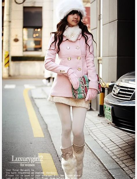 cute :) 

+ i know I'm past the "cute" stage:( Mode Gyaru, Pink Peacoat, Clothing Trends, Shopping Deals, J Fashion, Style Trends, Pink Outfits, Winter Clothes, Harajuku Fashion