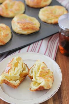 Sounds simple and yum....Nun’s Puffs - It is basically a pate choux dough, (the same one used for cream puffs and eclairs) except it’s made with milk instead of water. The texture really reminds me of a popover or a Dutch baby pancake, crisp on the outside and the inside tastes like a crepe - Olga Choux Dough, Dutch Babies, Written Recipes, Dutch Baby Pancake, Cover Notebook, Dutch Baby, Cream Puffs, Muffin Tin, Breakfast Brunch Recipes